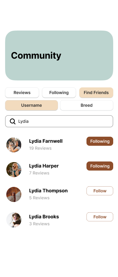 Find and follow friends in Dogs Out community